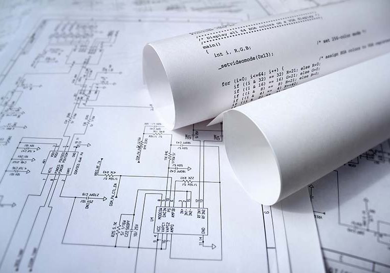 electronic circuit design diagram and software program concept