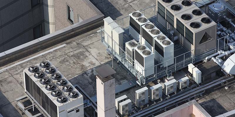 Exhaust vents of industrial air conditioning and ventilation units. 